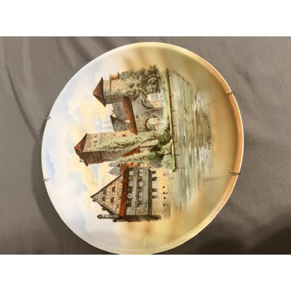 Vintage Decorative Hand-Painted Porcelain Plate with Old Nuremberg Scene